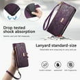 thumbnail image 6 of Floral Embossed Zipper Wallet Case for Samsung Galaxy S24 FE, Soft TPU and PU Leather with Lanyard & Card Slots & Kickstand & Magnetic Clasp, Shockproof Drop Protective Rugged Case Cover, Purple, 6 of 13