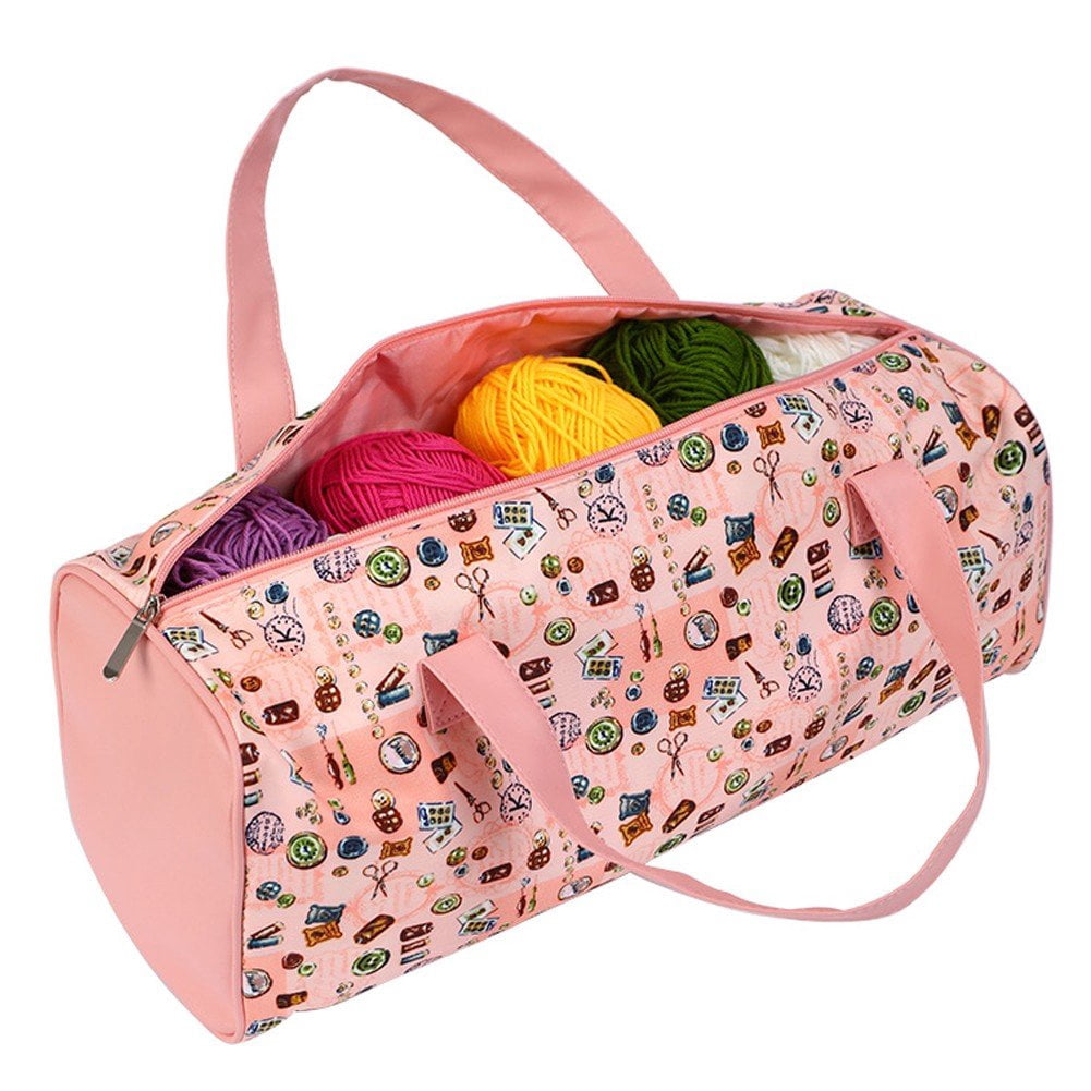 Jiibva Large Capacity Crochet Storage Bag Portable Knitting Bag DIY Yarn Storage Organizer for Yarn and Crochet Hooks Sewing
