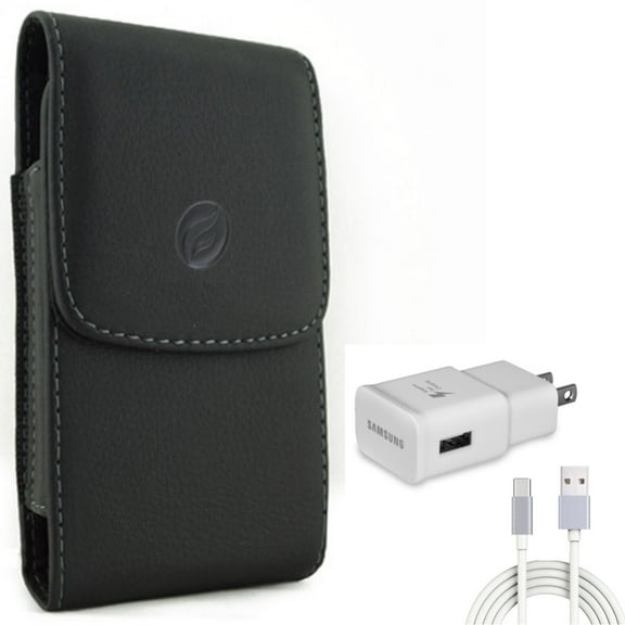For Galaxy A73 /A23 /A14 /A13 5G - Case Belt Clip w Fast Home Charger, Leather Holster Cover, Type-C 6ft USB Cable Quick for Samsung Galaxy A73 /A23 /A14 /A13 5G