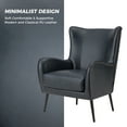 thumbnail image 5 of Faux Leather Accent Chair with Removable Cushion Upholstered Wingback Armchair for Living Room Bedroom Reception,Navy, 5 of 10