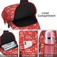 thumbnail image 4 of Sling Backpack,Red Christmas Text and Snowflake Pattern Sling Bag with Water Bottle Holder,Waterproof Sling Bag for Men/Women with Headphone Jack for Hiking,Travel, 4 of 6