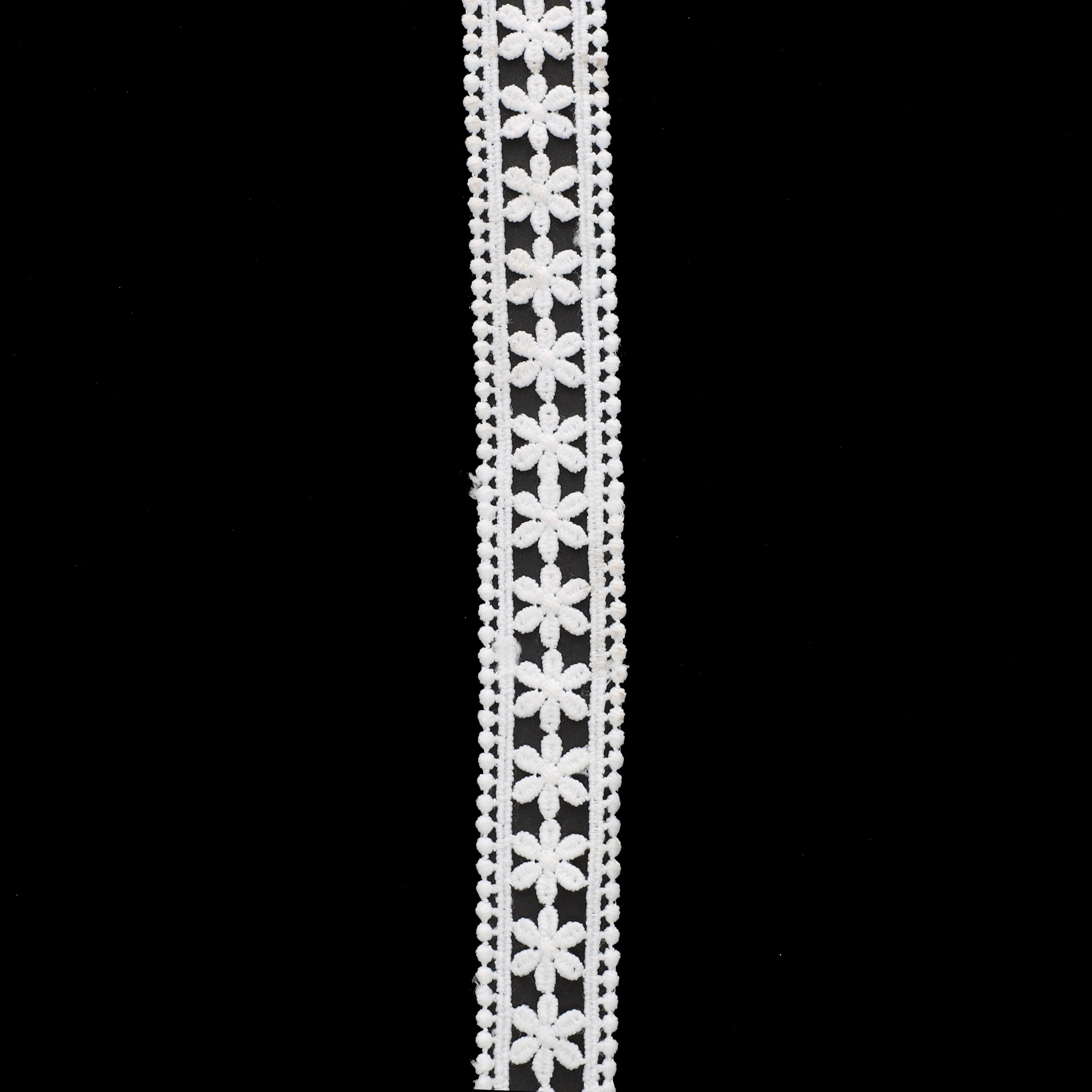 Simplicity Trim, White 1 inch Daisy Dot Band Trim Great for Apparel, Home Decorating, and Crafts, 2 Yards, 1 Each