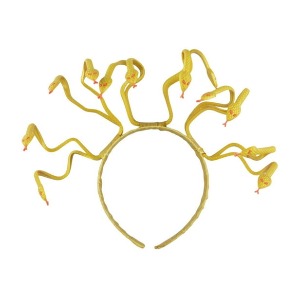 Diadema de Medusa con serpiente, accesorio para el cabello para disfraz de mujer y niña. oro amarillo
