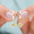 thumbnail image 2 of Rosec Jewels Sunburst Hoop Drop Earrings with Peridot for Women - August Birthstone Earrings, 10K Yellow Gold, 2 of 7