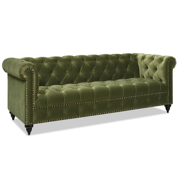 Jennifer Taylor Home Alto 88" Tufted Chesterfield Sofa Olive Green