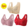 thumbnail image 2 of 3 Pack Daisy Bras for Older Women Everyday Bras Cotton Front Button Snap Bra Lace Unpadded Plunge Floral Seniors Wireless Bra 2024 New Front Button Cotton Bra No Underwire 3pcs Daisy Bras, 2 of 6