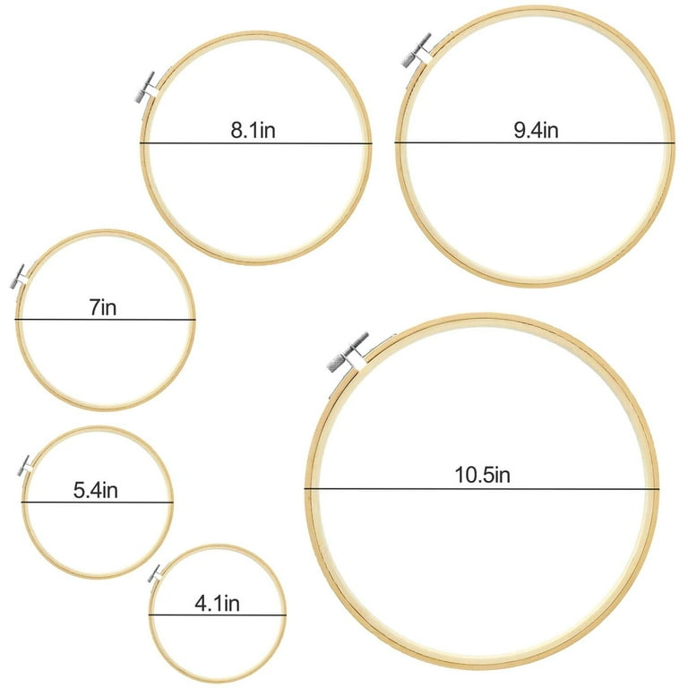 Maydear 6 Pack Embroidery Hoops Bamboo Circle Frame for Crafts Set Cross  Stitch Sewing Hoop Rings (4in to 10in) 