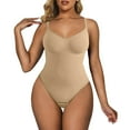 thumbnail image 1 of Cathalem Womens Bodysuit Shapewear Tummy Control V-Neck with Open Gusset Hourglass Collection,Beige S, 1 of 5