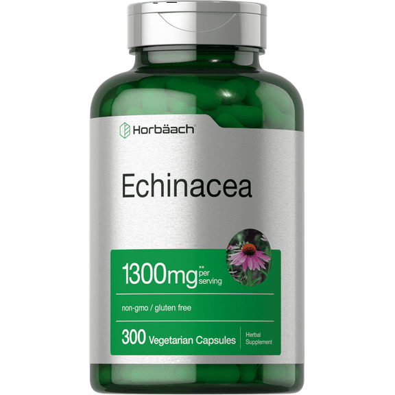 Echinacea Capsules 1300mg | 300 Count | Vegetarian Formula | by Horbaach