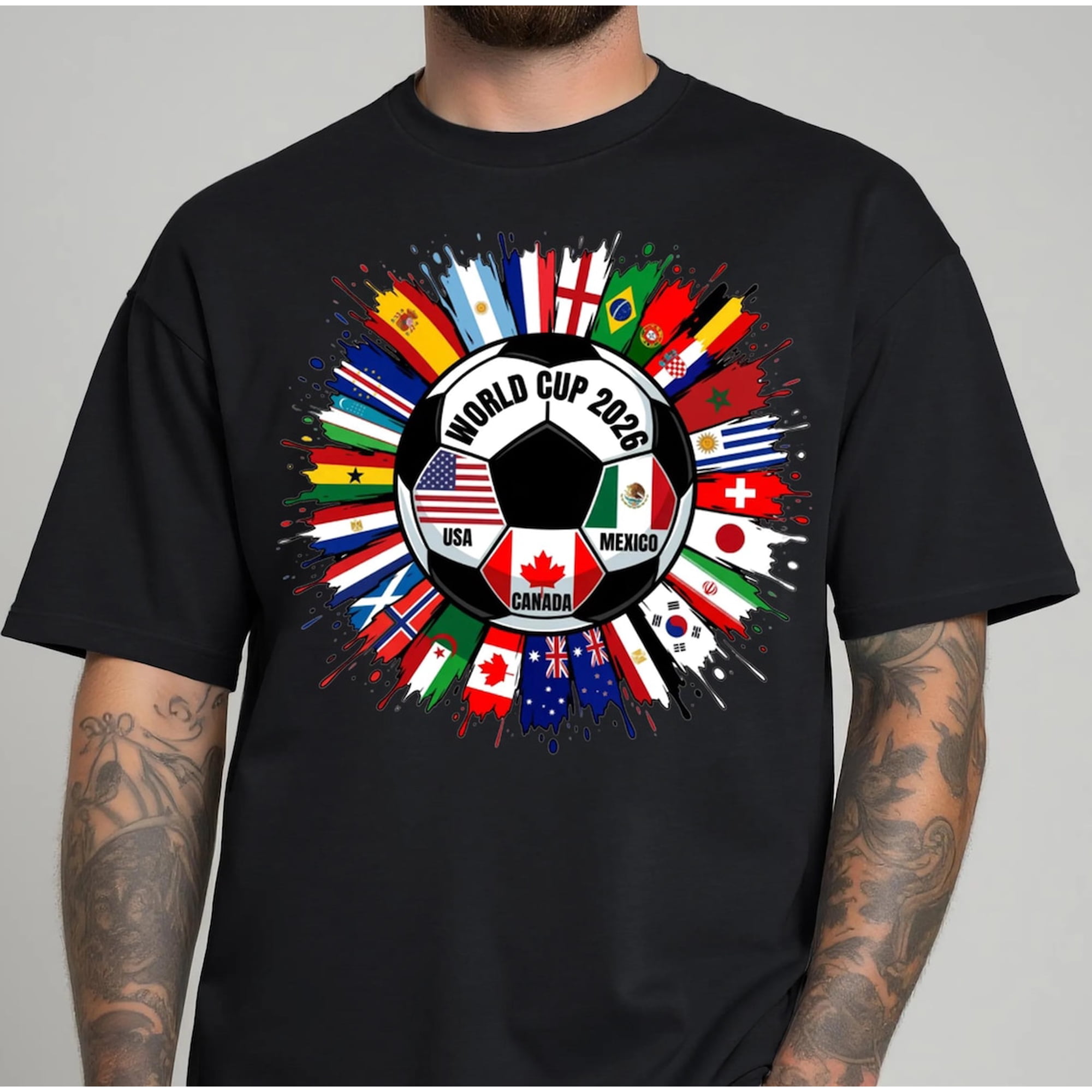 2026 Soccer Cup Shirt, Soccer World Tournament T-shirt, International Game Day Tee, Usa Canada Mexico Football Shirt,Black Color,Size 2XL