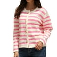 thumbnail image 2 of DailyTrove Women's Striped Hooded Cardigan, Long Sleeve, Casual Gym & Lounge Wear, Lightweight Cotton Blend, Plus Size Friendly, 2 of 6