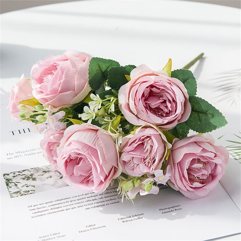 Elevate Your Interior Design With this classy, kinda timeless 5 Heads Fake Flowers Artificial Flowers Peony Bouquet for Wedding and Home Decoration
