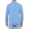 thumbnail image 3 of INSPIRE CHIC Men's Contrast Button Collared Pocket Long Sleeves Golf Polo T-Shirts L Light Blue, 3 of 6