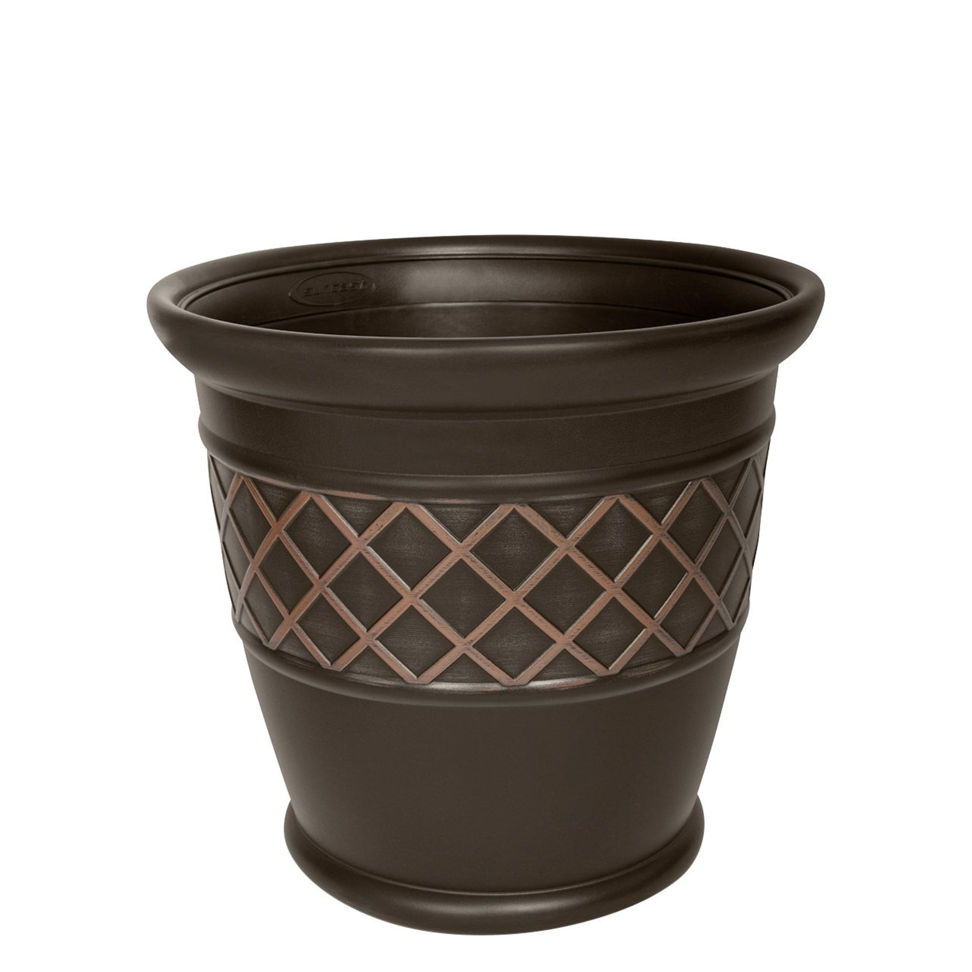 Suncast Atlin 18 Inch Resin Round Decorative Flower Pot Vase Box