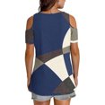 thumbnail image 4 of Soki Womens Tops Color Blocked Printed Short Sleeved V-Neck Off Shoulder Fashionable Summer Clothes, 4 of 6