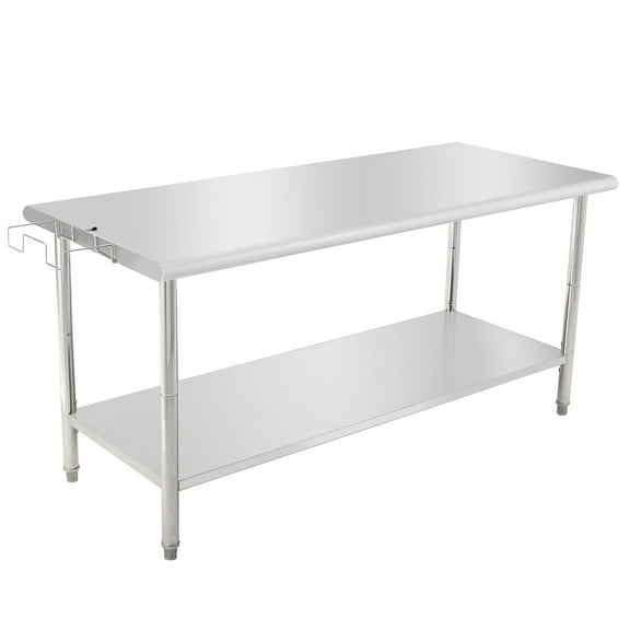 Stainless Steel Table, 24 x 60 Inches Metal Prep & Work Table with Adjustable Undershelf, for Commercial Kitchen, Restaurant, Hotel and Garage