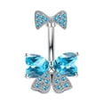 thumbnail image 4 of Belly Button Dangle Body Piercing Bow Statement Curved Dangling Belly Blue, 4 of 9