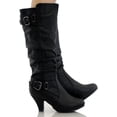 thumbnail image 6 of Top Moda Win-45 Women's Metallic Buckle Knee High Round Toe Studded Slouched Boots BLACK 7.5, 6 of 6