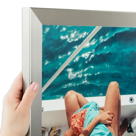 ArtToFrames 7x22 inch Stainless Steel Picture Frame, Silver MDF Poster Frame (3882)