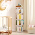 thumbnail image 2 of Costway 1 PCS 4-Tier Rotating Bookshelf 360° Display Rack with Dividers & Anti-falling Baffles White, 2 of 10