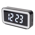 thumbnail image 3 of Reloj despertador digital rectangular con pantalla grande LED y carga inversa USB, con carga inalámbrica, para dormitorio, color negro, 3 of 14