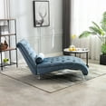 thumbnail image 2 of MAYEERTY Velvet Chaise Lounge Indoor,Button-Tufted Upholstered Chaise Lounge Chair with Pillow for Bedroom Living Room Office，Light Blue Velvet, 2 of 5