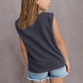 thumbnail image 4 of Inglocry Girls Cap Sleeve T Shirts Kids Summer Crewneck Solid Tops Tees Basic Cute Summer Tops For Teens 5-14 Years Dark Gray 11-12Y, 4 of 4