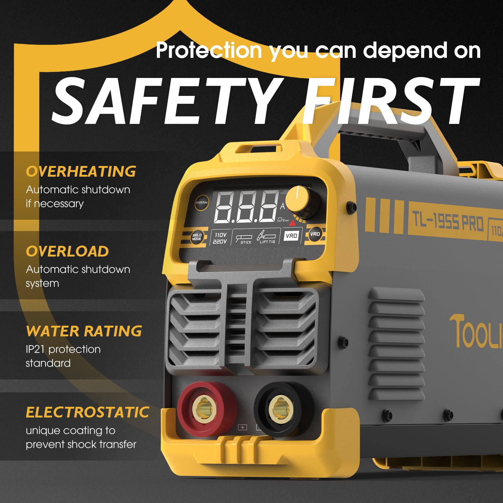 TOOLIOM 195A 110/220V Stick Welder ARC Welding Machine DC Inverter Welder Dual Voltage MMA Welder Digital Display
