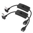 thumbnail image 1 of PNGKNYOCN Cable corto USB con interruptor de encendido/apagado, paquete de 2, 1 pie, 90 grados, ángulo hacia arriba y hacia abajo, USB A 2.0 macho a hembra, cable de interruptor de alimentación de dat, 1 of 5