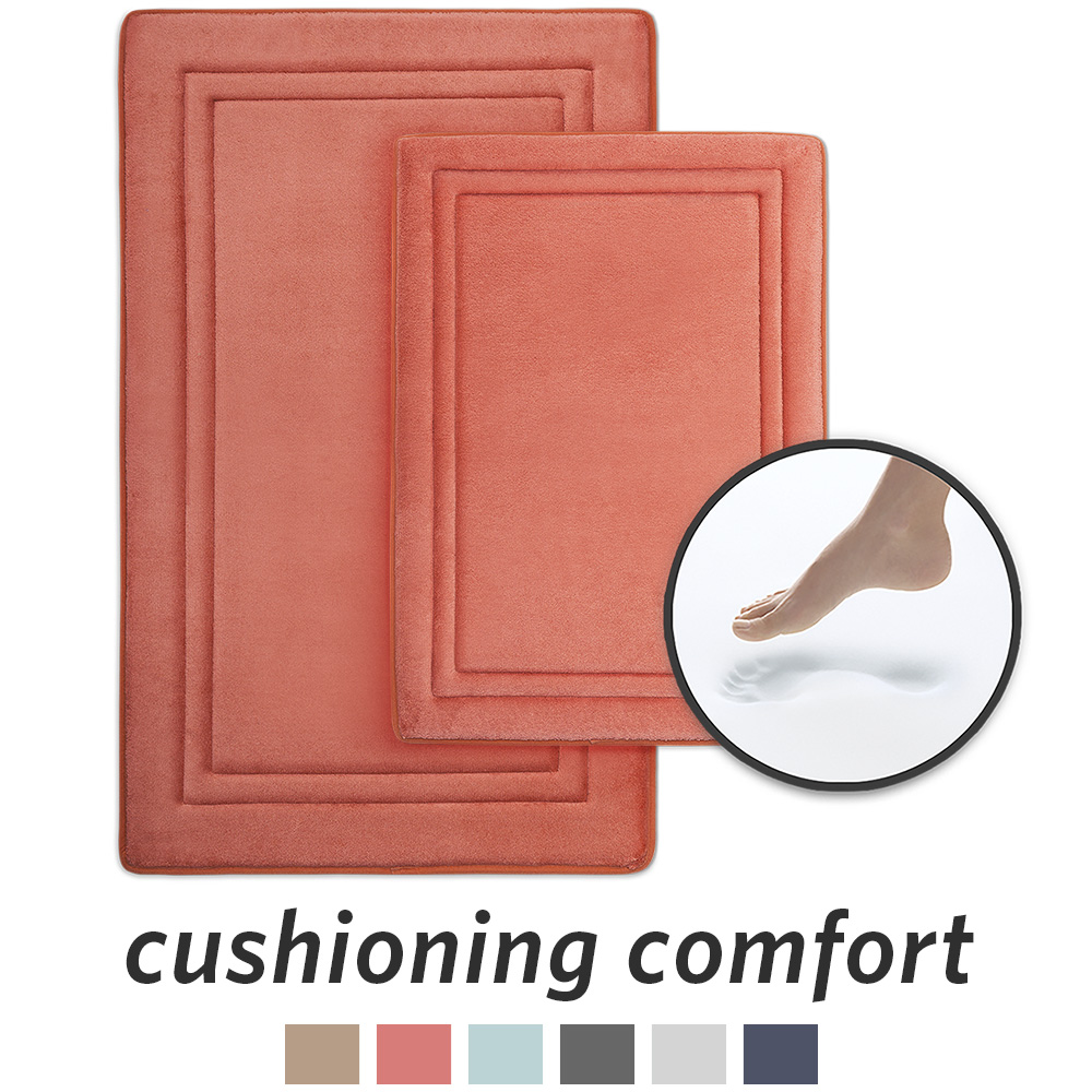 Microdry SpeedDry 100 Polester, 15 mm Memory Foam Bath Mat with Griptex Base 2Pc. Set Deep