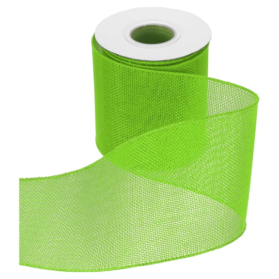 Uxcell Burlap Wired Ribbon 4" x 10 Yard Wired Edge Ribbon Woven Strap, Light Green