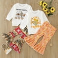 thumbnail image 2 of Children Outfit Letter Printing Girl Autumn Clothes Long Sleeve Print Pullover Sweatshirt Tops Geometrical Flare Pants Bell Bottoms Outfits Set Party Featival Clothes For Child, 2 of 8