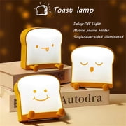 Toast Bread Night Light Kids, Bedside Dimmable Silicone Night Light with Phone Holder and Timer, Christmas Baby Night Light Gift(Snooze)