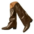 thumbnail image 1 of Studded Fold Over Knee High Boots for Women Slouchy Punk Stacked Leather Pointed Toe Wide Mid Calf Motorcycle Riding Tall Boots, 1 of 7