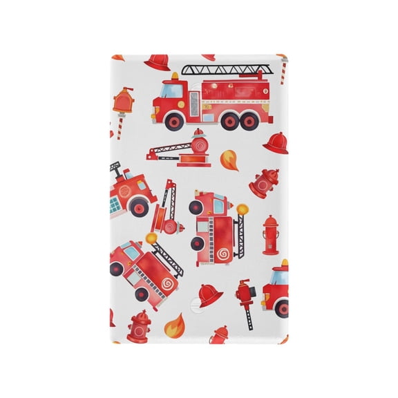 Yayeee Blank Wall Plate Cover 1-Gang 4.5"x2.7" Home Unused Decorative Outlet, White Cartoon Fire Truck Pattern