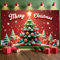 thumbnail image 6 of Colorful Ornaments Merry Christmas Banner Snowflake Pattern Christmas Display Red Background Golden Accents Xmas Backdrop for Christmas Party Home Decoration Family Reunion, 6 of 9