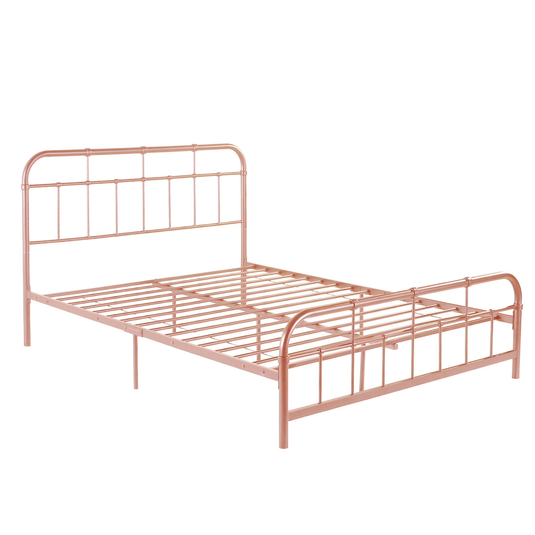 Christopher Knight Home Queen Size Metal Platform Bed Frame, Round Corner Headboard and Footboard, Pink