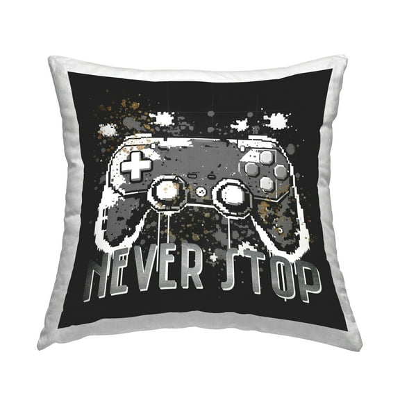 Stupell Industries Never Stop Pixel Controller Decorative Printed Throw Pillow Design by Kim Allen.