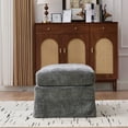 thumbnail image 4 of CQSXDA Upholstered Chenille Ottoman in Gray 46 Inch Wide Square Footrest with Metal Legs for Any Room，Charcoal, 4 of 7