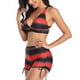 thumbnail image 3 of Traje de baño de dos piezas, traje de baño con estampado de rayas, traje de baño para mujer, top de bikini, pantalones cortos, durabilidad mejorada, 3 of 7