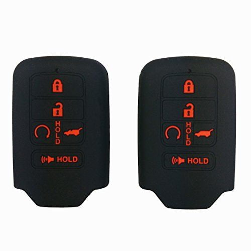 2Pcs Coolbestda Silicone Protective Key Fob Remote Cover Case Skin Jacket for 2019 2018 2017 2016 2015 Honda Accord Civic CR-V CRV Pilot EX-L Touring Premium 5 Buttons Smart Key Black