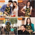 thumbnail image 7 of Black Sunflower Daffodil Pattern Apron-Garden Aprons for Women with Pockets-Cotton Linen Waterproof Kitchen Cooking Gardening Aprons Adjustable for Kitchen,Cooking,BBQ and Salon 33x27 Inch, 7 of 7