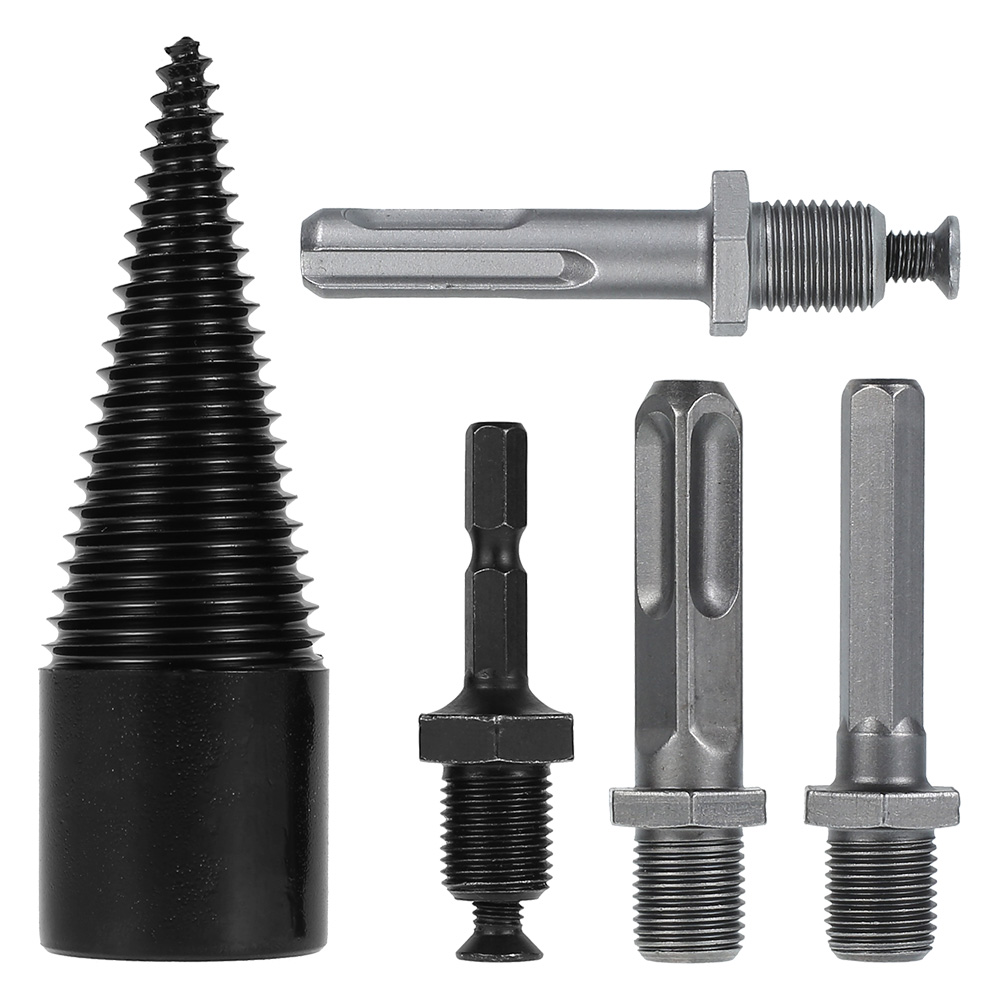 5pcs Splitting Wood Cone Drill Bit Set Steel 32mm/42mm Wood Splitter
