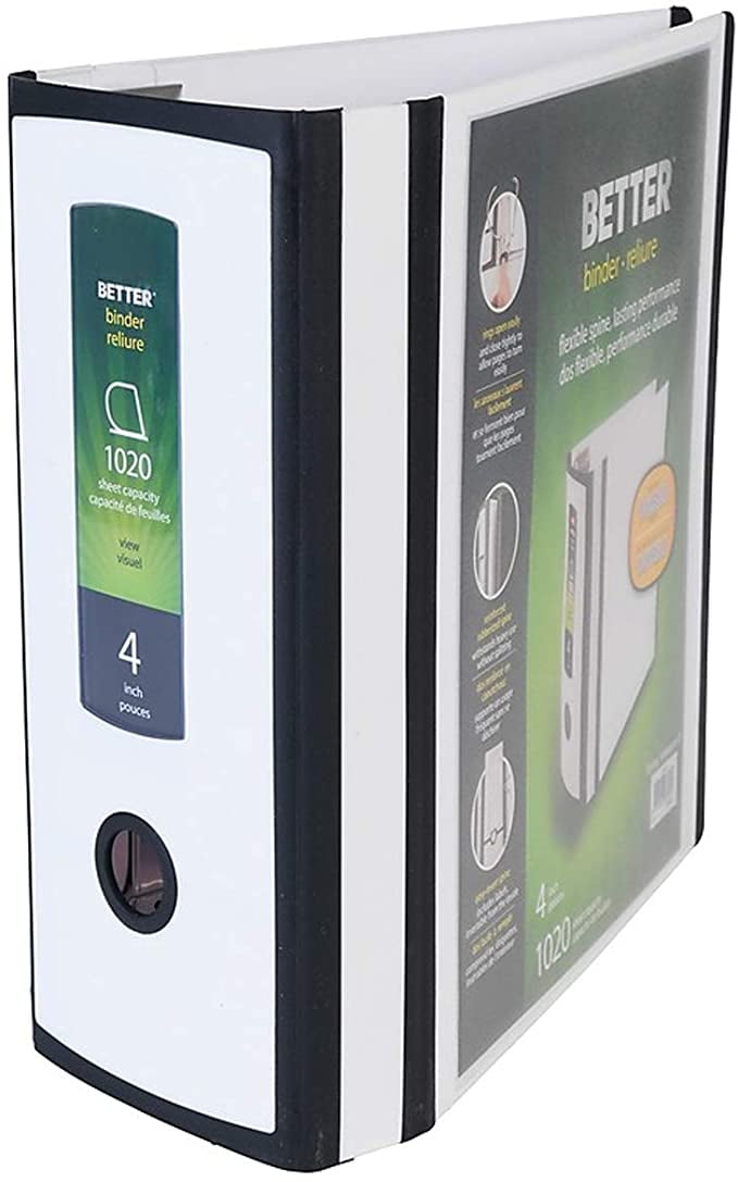 MyOfficeInnovations Better 4-inch 3 Ring View Binder White 1618005
