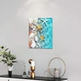 thumbnail image 3 of Nautical Beach Wall Art Ocean Starfish Seashell Pictures Wall Decor Blue Ocean Coastal Canvas Print Painting Framed Modern Home Artwork For Bathroom Living Room Bedroom Office 12"x16", 3 of 6