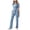 Light Blue, variant on Bosfbaoi Women's 2 Piece Nursing Uniform Sets Scrub Set Split V-Neck Short Sleeve Top Drawstring Waist Straight Leg Pants Multi-pocket Medical Uniform