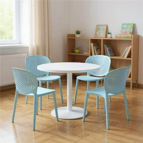 HomeRoots 554668 Aqua Blue Heavy Duty Plastic Juvenile Chairs - Set of 4