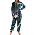 thumbnail image 2 of Demon Slayer Muichiro Tokito Women Men Pajamas Zipper Onesie Jumpsuit Hooded One Piece Sleepwear, 2 of 8