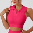 thumbnail image 2 of Women's Sleeveless Turndown Collar Solid Color Comfy Daily Tank Tops Casual Workout | CSEONE,Hot Pink M, 2 of 6