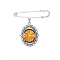 thumbnail image 1 of O Alphabet Orange Fruit Cute Pattern Brooch Pin Dress Shirt Shawl Clips, 1 of 3